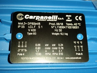 Plaque signalétique moteur Carpanelli S.p.A.