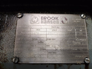 Plaque signalétique moteur AC Brook Hansen