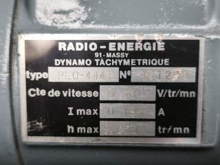 Plaque signalétique génératrice tachymétrique Radioénergie tachy tacho 60V 0,06V