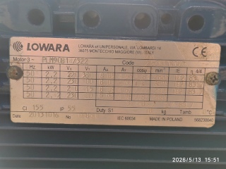 Plaquez signalétique moteur de pompe Lowara