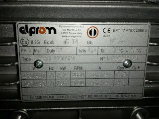 Plaque signalétique moteur elprom