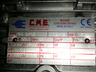 Plaque signalétique moteur CME